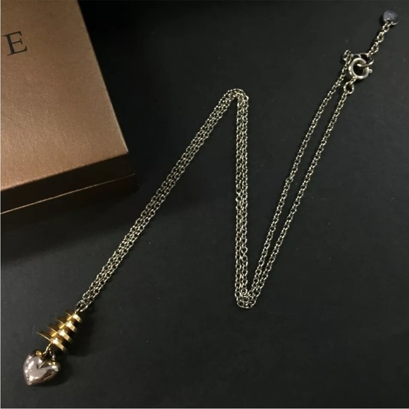 Loewe Jewelry - LOEWE Silver and Gold Tone Heart Pendant Necklace with Box